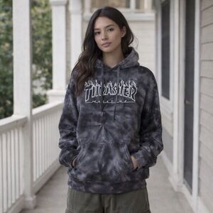 Thrasher Magazine Flame Logo Tie-Dye Hoodie – Dyenomite Hand Dyed – Size M